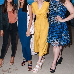 LE LIS Mustard Yellow Polka Dot Jumpsuit Sz S